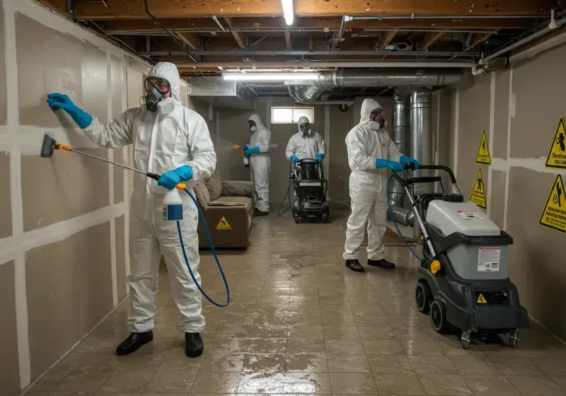 Basement Moisture Removal and Structural Drying process in Topsham, ME